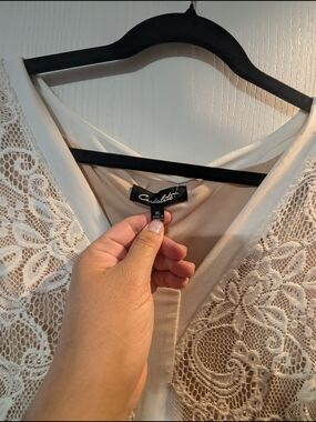 Cream Lace Overlay Dress